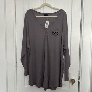Grey Henley with skull embroidery, Torrid, size 5